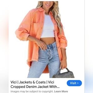Vici Orange oversized distressed lightweight jacket size Medium